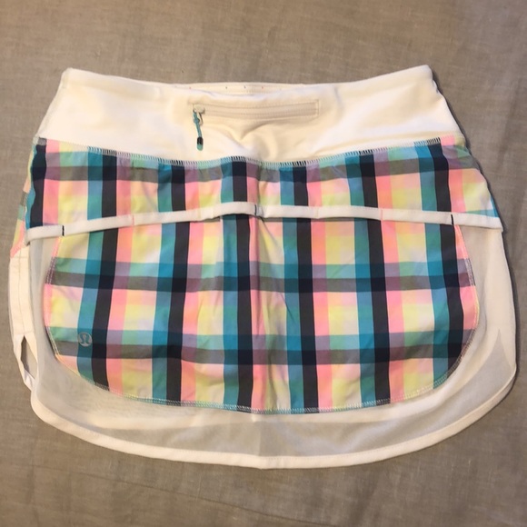 lululemon Hotty Hot skirt neon plaid 4 regular - Picture 4 of 5